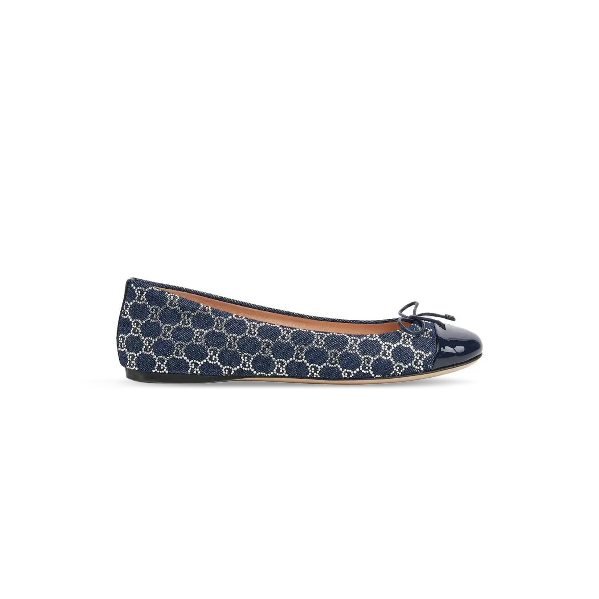 GUCCI GG CRYSTAL BALLET FLATS IN DENIM 840754